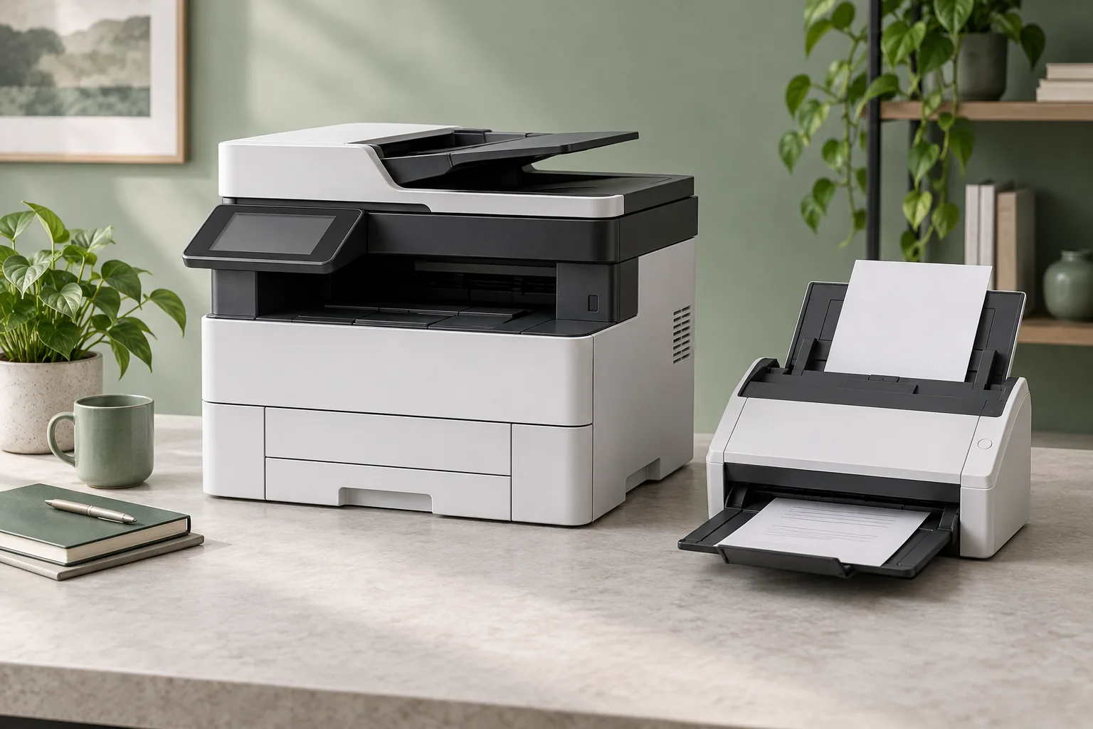 Illustrative office printer and scanner