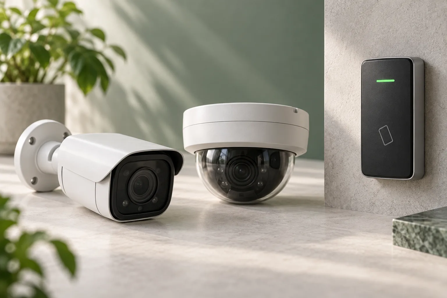 Illustrative cameras and access reader